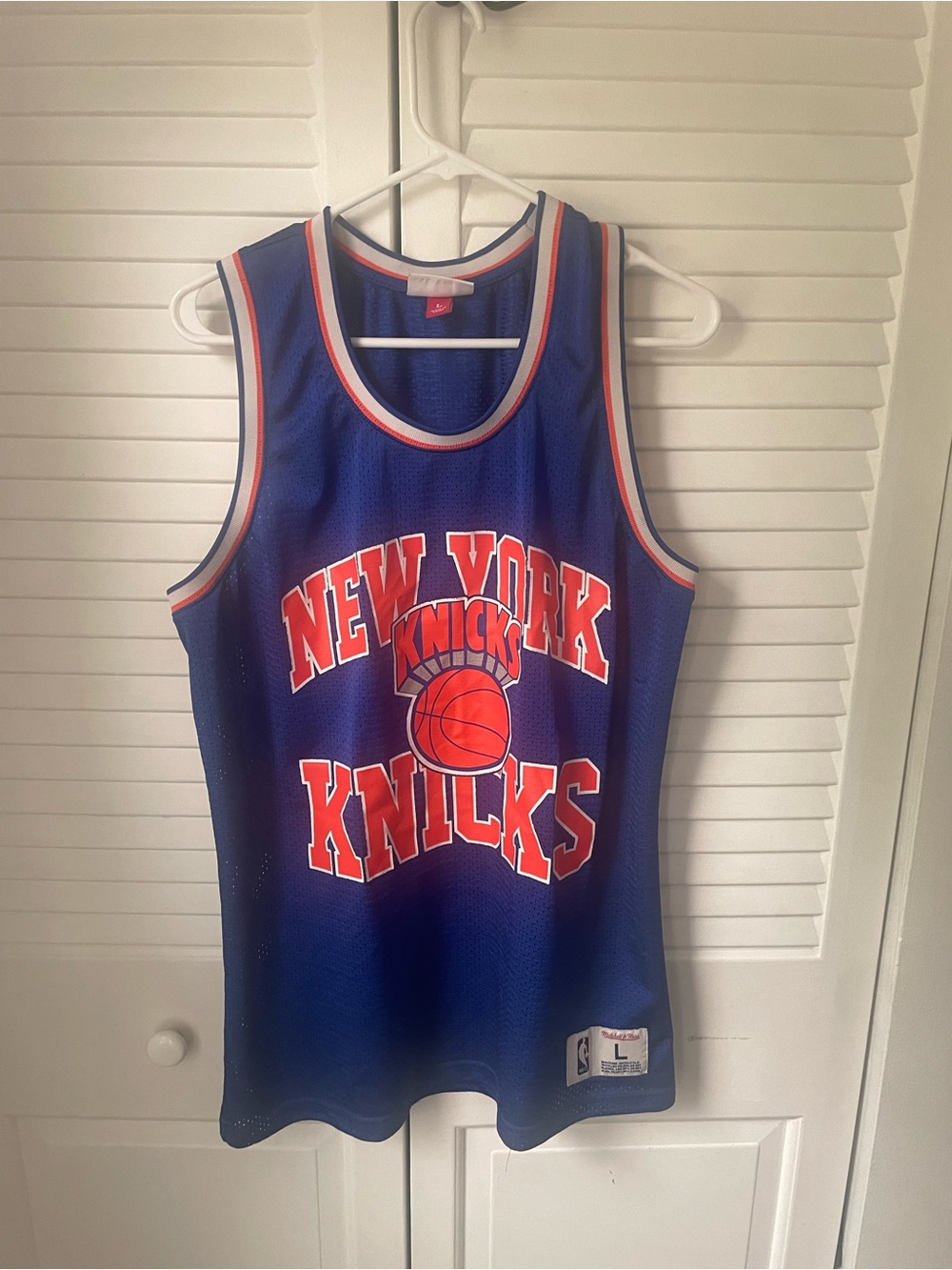 Mitchell & Ness New York Knicks Basketball Jersey Men's Size Large Orange Blue